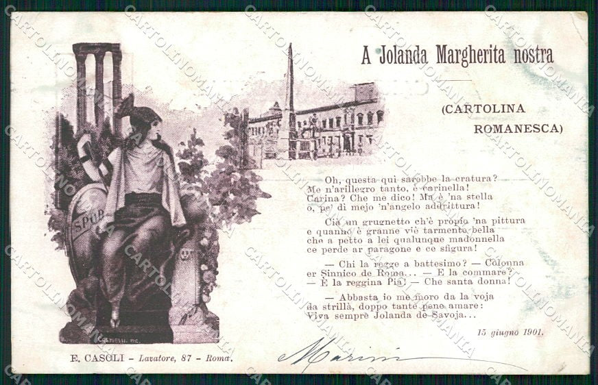 Reali Royalty Savoia Iolanda Roma PIEGHINA cartolina XF6452 – fronte