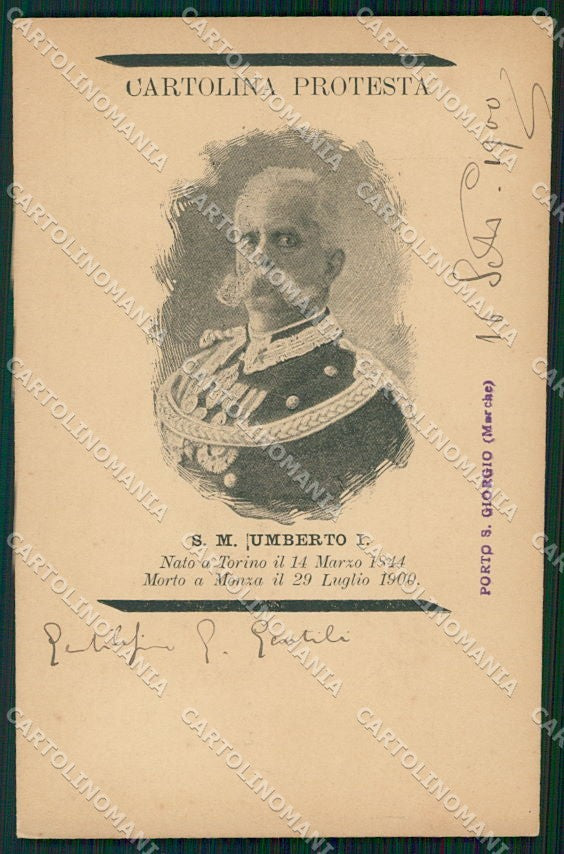 Reali Royalty Savoia Umberto I Porto San Giorgio cartolina XF6495 – fronte