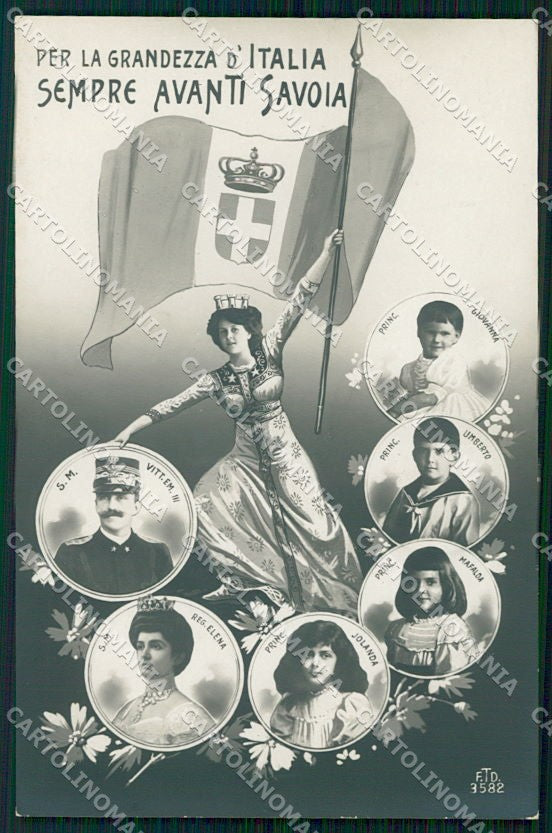 WW1 WWI Propaganda Savoia Famiglia Reale Tricolore Foto cartolina XF6522 – fronte