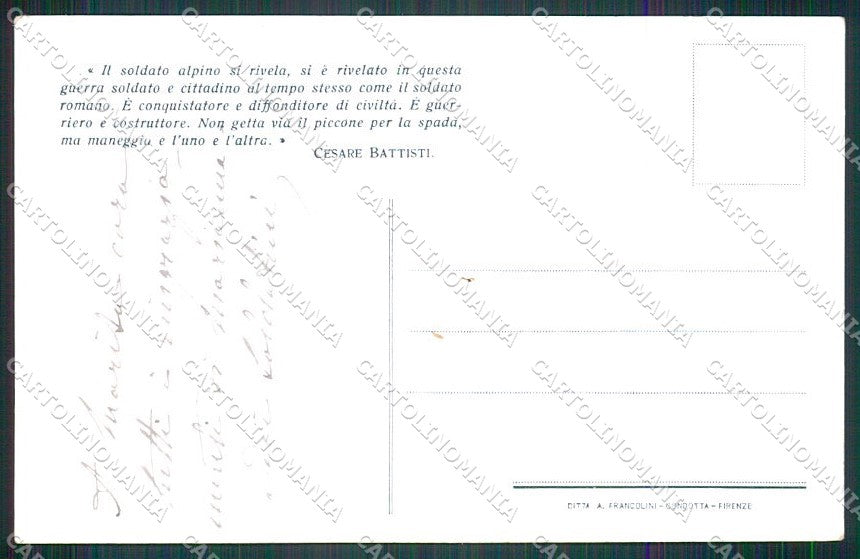 WW1 WWI Propaganda Savoia Alpini Cesare Battisti cartolina XF6535 – retro