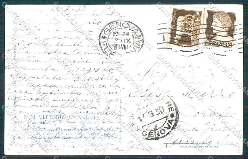 Reali Royalty Savoia Vittorio Emanuele III Monestier cartolina XF6561 – retro