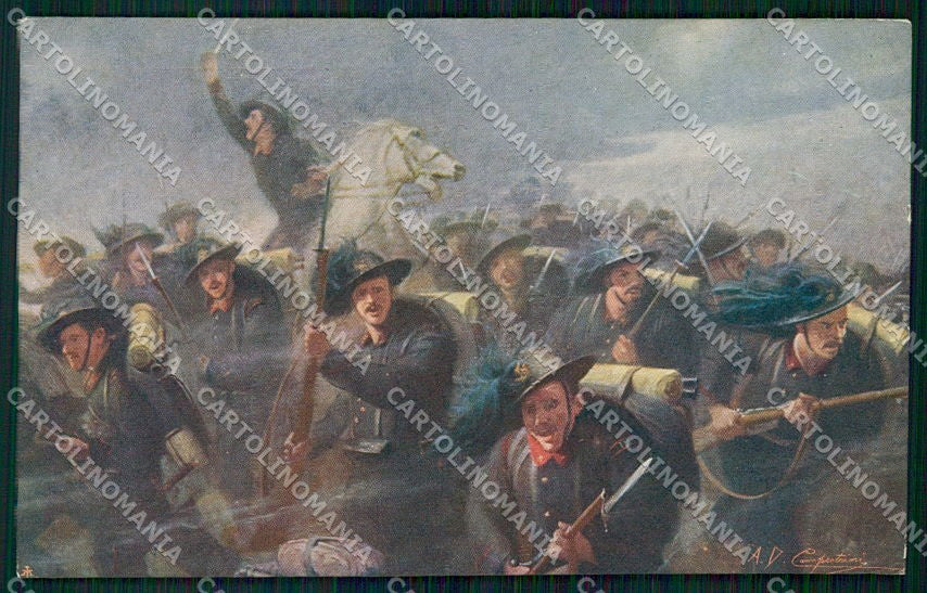 WW1 WWI Militari Propaganda Bersaglieri Monte Nero Campestrini cartolina XF6596 – fronte