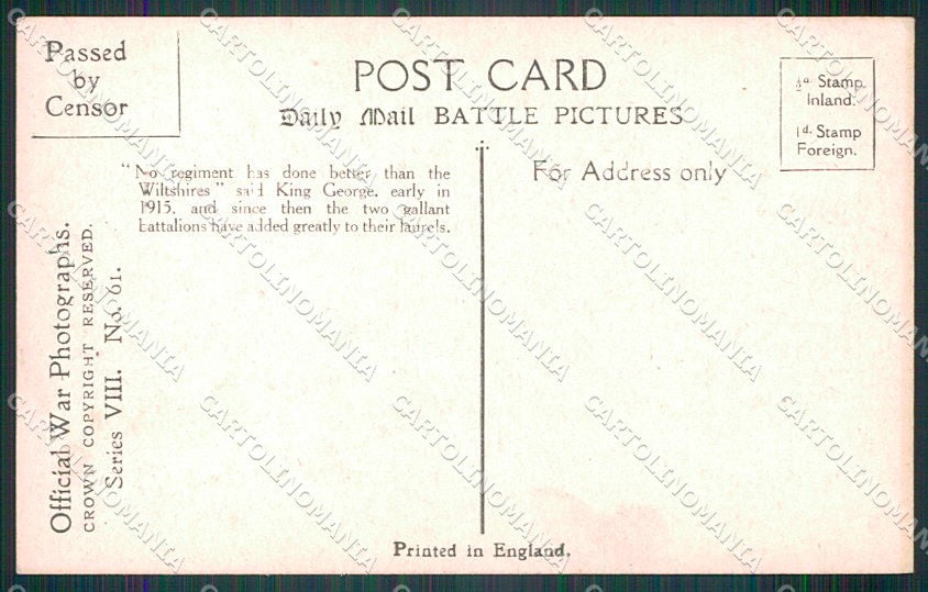 WW1 WWI Militari Propaganda Daily Mail Serie VIII No. 61 cartolina XF6620 – retro
