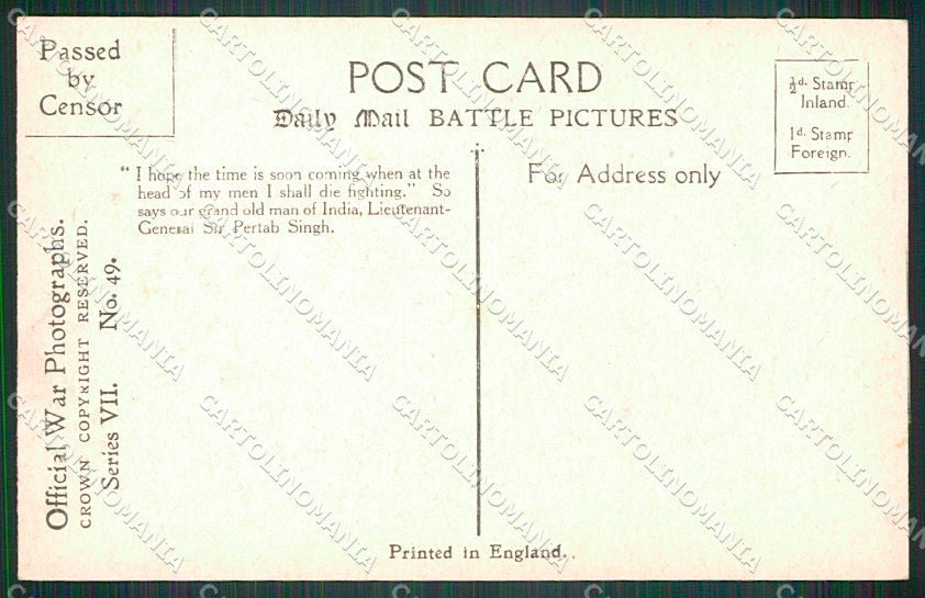 WW1 WWI Militari Propaganda Daily Mail Serie VII No. 49 Joffre cartolina XF6621 – retro