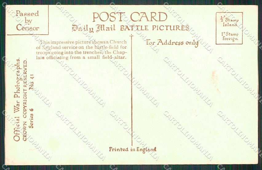 WW1 WWI Militari Propaganda Daily Mail Serie 6 No. 41 cartolina XF6626 – retro