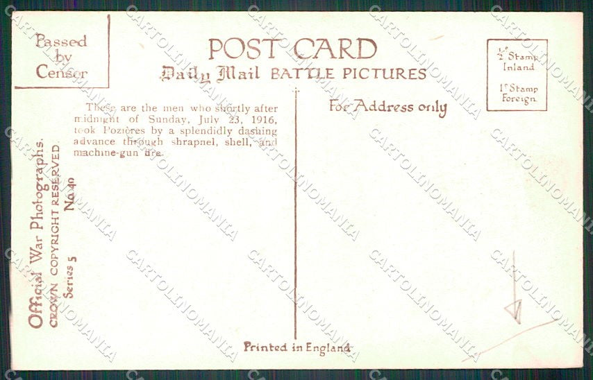WW1 WWI Militari Propaganda Daily Mail Serie 5 No. 40 PIEGA cartolina XF6628 – retro