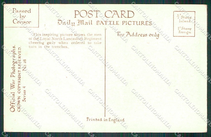 WW1 WWI Militari Propaganda Daily Mail Serie 4 No. 28 cartolina XF6629 – retro