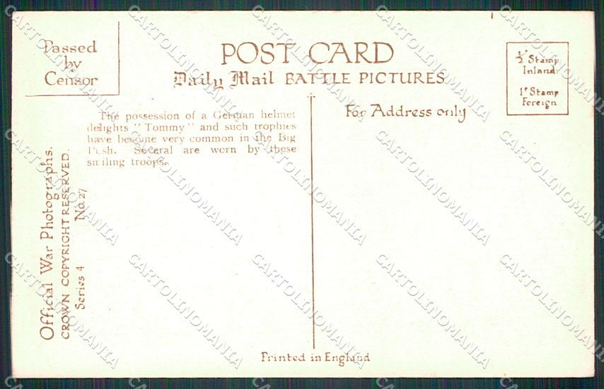 WW1 WWI Militari Propaganda Daily Mail Serie 4 No. 27 cartolina XF6630 – retro