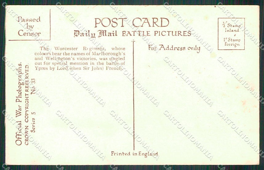 WW1 WWI Militari Propaganda Daily Mail Serie 5 No. 33 cartolina XF6631 – retro