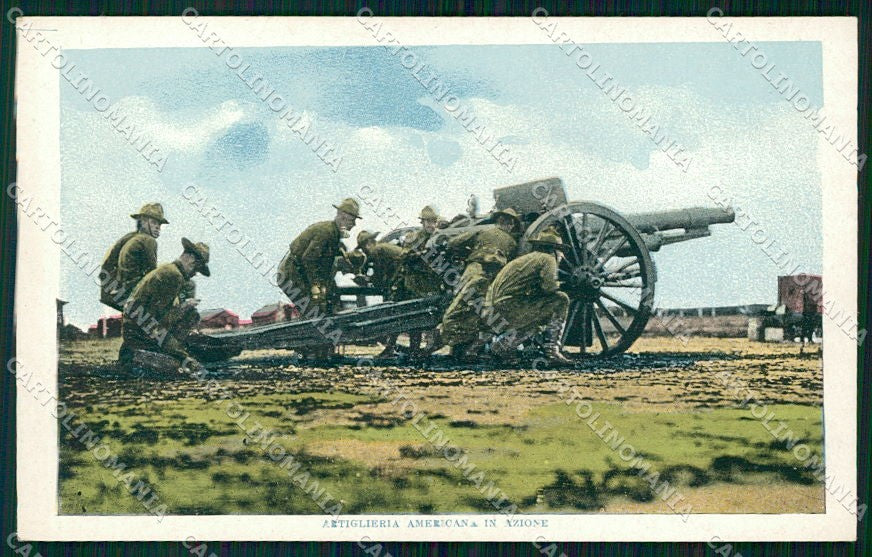 WW1 WWI Militari Propaganda USA Artiglieria Americana cartolina XF6647 – fronte