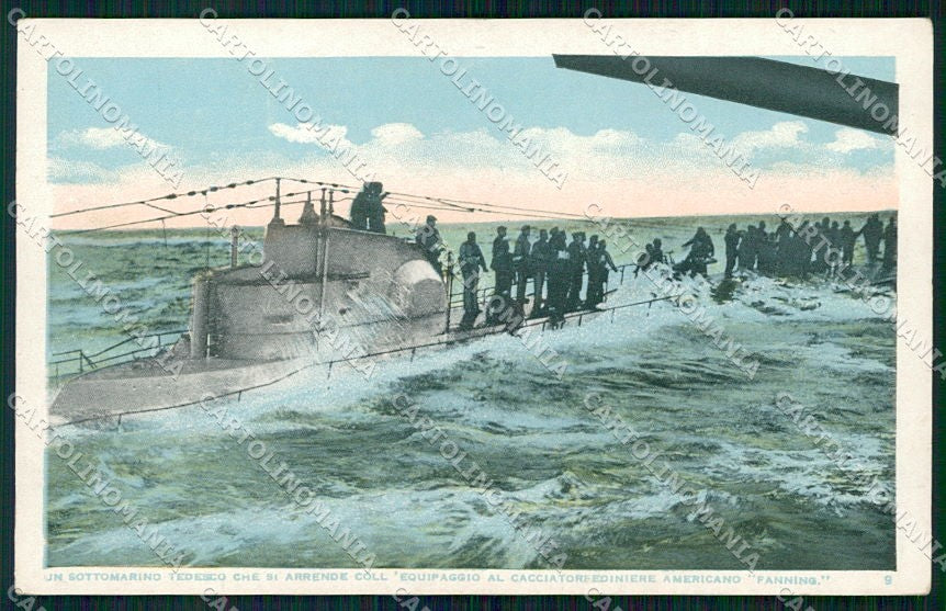 WW1 WWI Militari Propaganda USA Sottomarino War Ship Fanning cartolina XF6648 – fronte