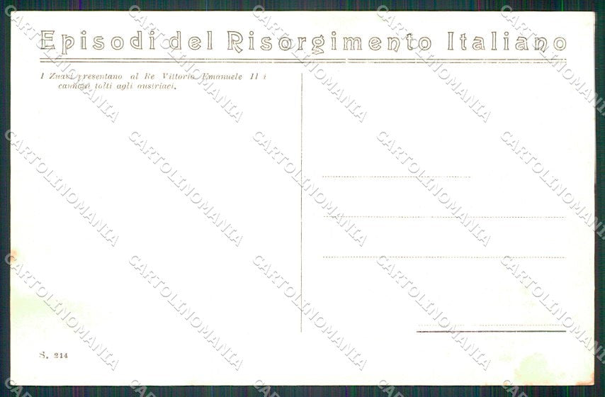 Militari Risorgimento Italiano Battaglia di Palestro cartolina XF6656 – retro