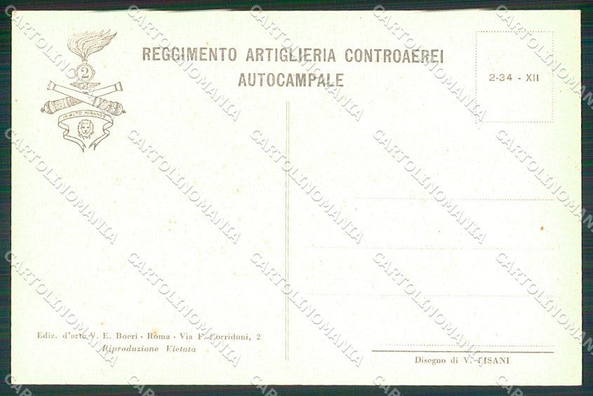 Militari 2º Reggimento Artiglieria Controaerei Autocampale cartolina XF6716 – retro