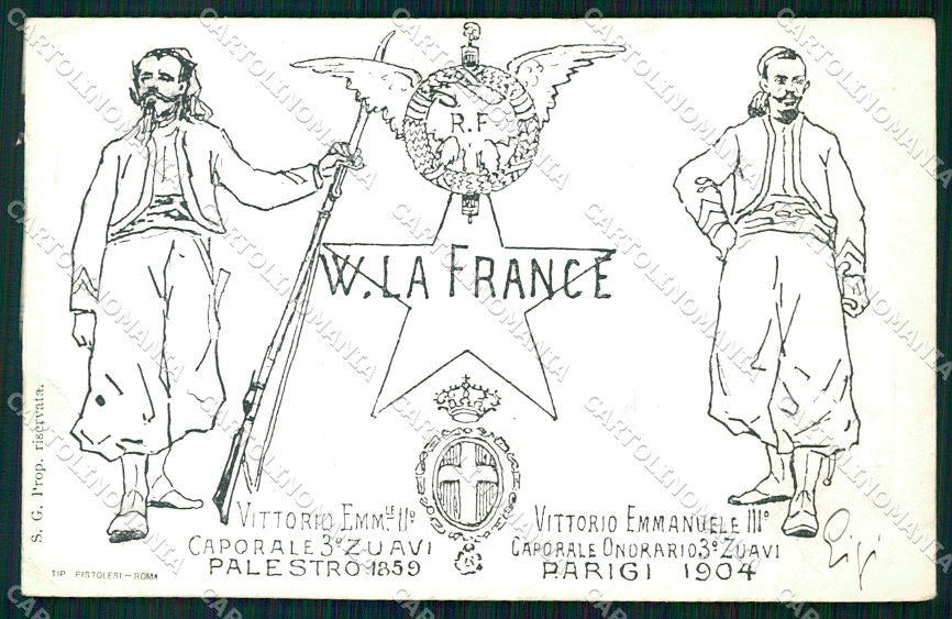 Royalty Savoia Vittorio Emanuele Caporale III Zuavi Palestro cartolina XF6722 – fronte