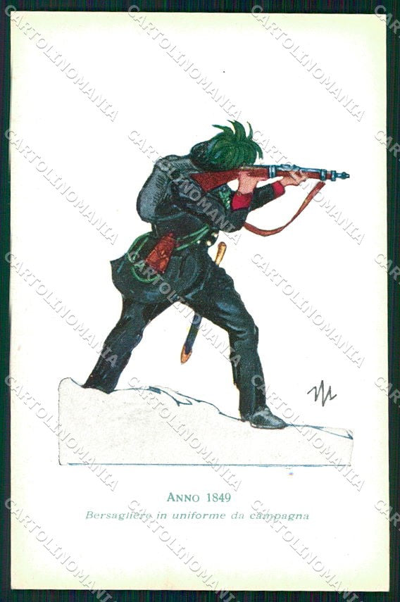 Militari X Reggimento Bersaglieri Uniforme Mona cartolina XF6745 – fronte