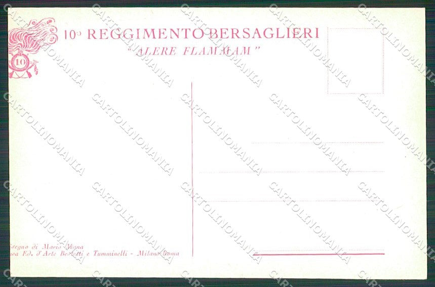 Militari X Reggimento Bersaglieri Uniforme Mona cartolina XF6745 – retro