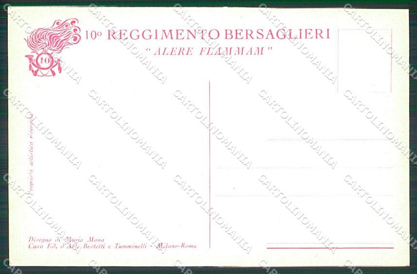 Militari X Reggimento Bersaglieri Uniforme Mona cartolina XF6746 – retro