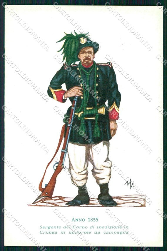 Militari X Reggimento Bersaglieri Uniforme Mona cartolina XF6748 – fronte