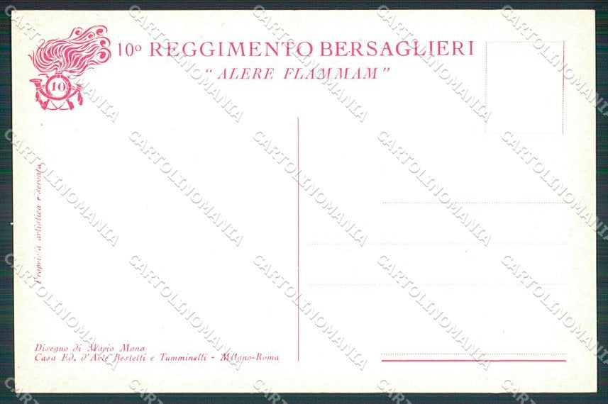 Militari X Reggimento Bersaglieri Uniforme Mona cartolina XF6748 – retro