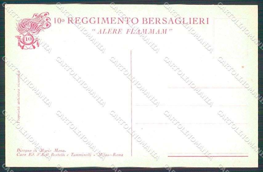 Militari X Reggimento Bersaglieri Uniforme Mona cartolina XF6749 – retro