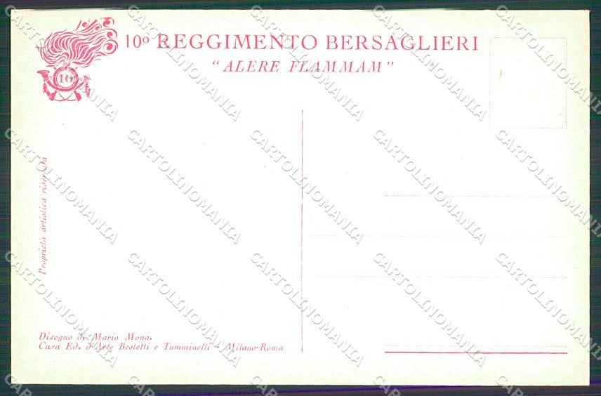 Militari X Reggimento Bersaglieri Uniforme Mona cartolina XF6751 – retro