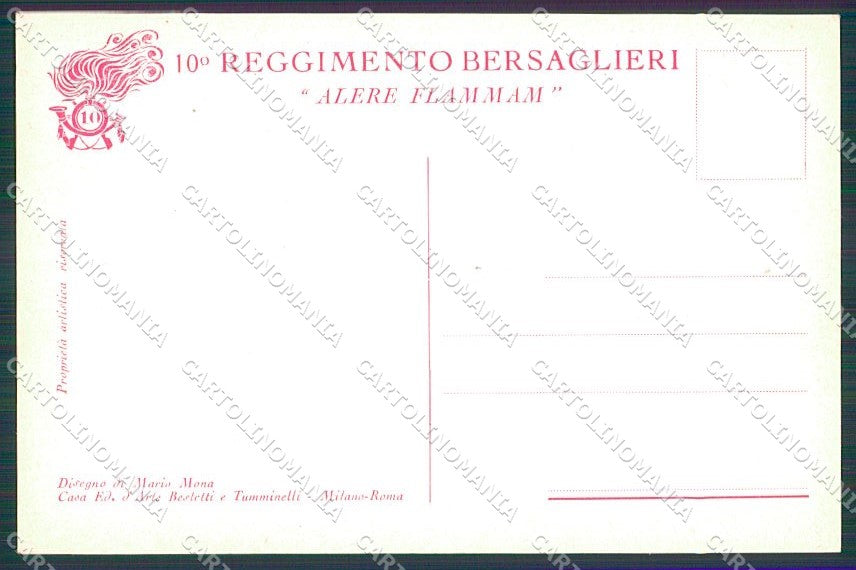 Militari X Reggimento Bersaglieri Uniforme Mona cartolina XF6752 – retro