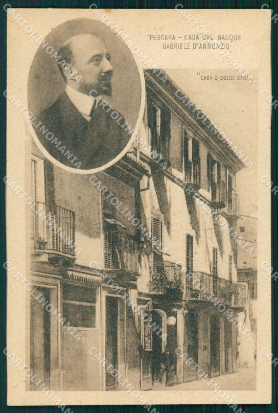 Personaggio Gabriele D'Annunzio Pescara Casa Natale cartolina XF6783 – fronte