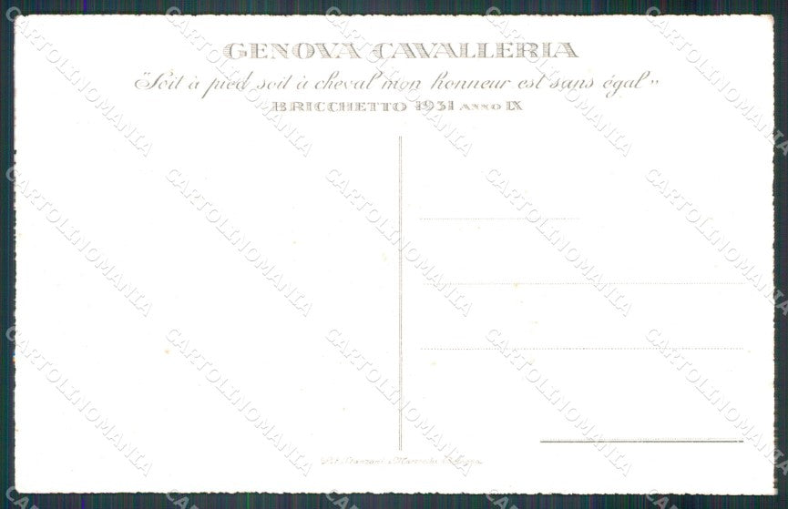 Militari Reggimentale Genova Cavalleria 1931 Lancieri cartolina XF6825 – retro