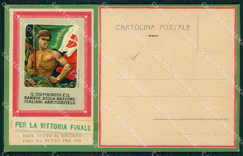 WW1 WWI Propaganda Commercio Erinnofilo Tricolore Intra cartolina XF6876 – fronte