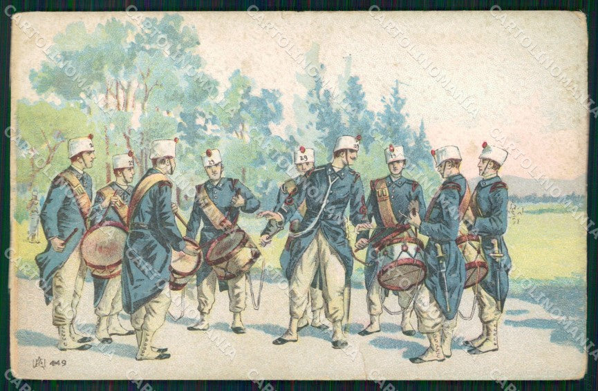 Militari Soldati 29º Reggimento Uniforme Tamburini STRAPPINO cartolina XF6893 – fronte