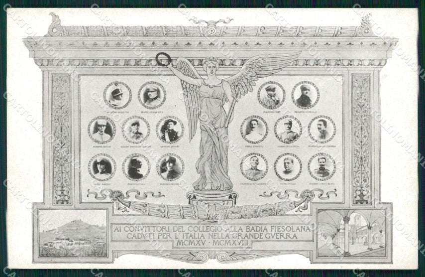 Militari WWI Caduti Convittori Collegio Badia Fiesolana Firenze cartolina XF6930 – fronte