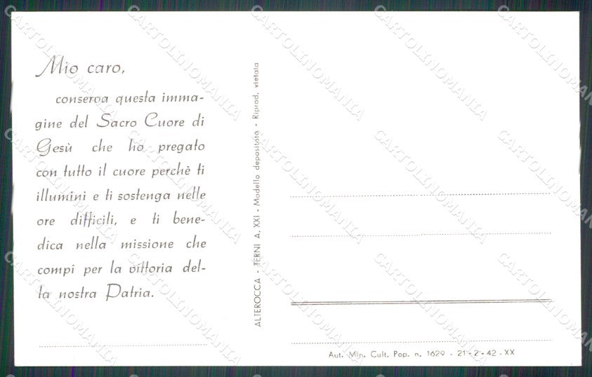 WW2 WWII Propaganda Esercito Italiano fascismo Santino Foto cartolina XF6946 – retro
