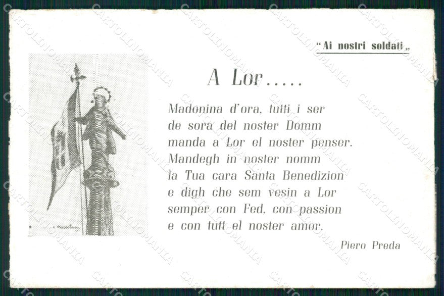 WW2 WWII Propaganda Milano Madonnina Duomo Soldati Preda cartolina XF6947 – fronte