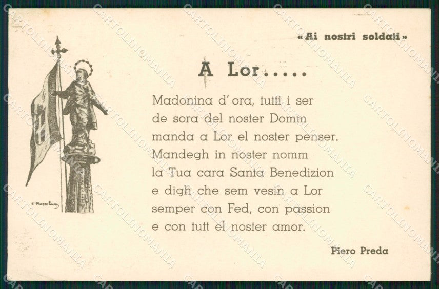 WW2 WWII Propaganda Milano Madonnina Duomo Soldati Preda cartolina XF6948 – fronte