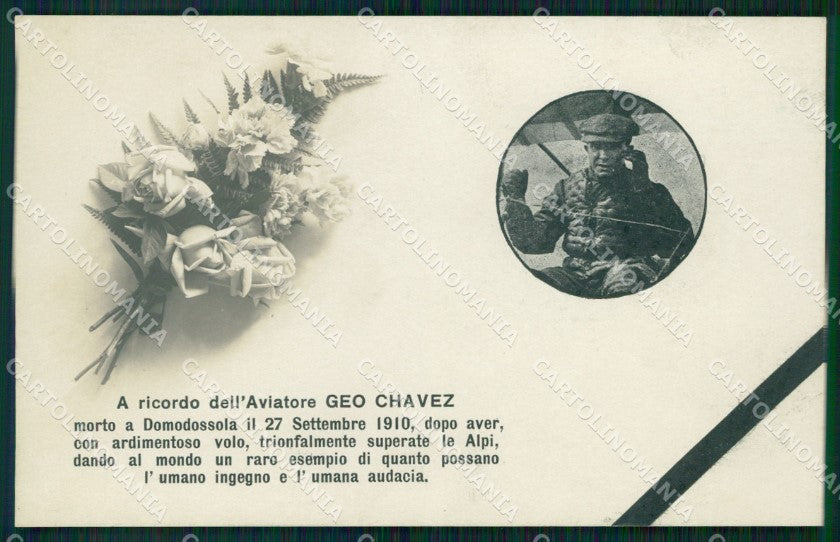 Aviazione Aviatore Geo Chavez Domodossola 1910 Ricordo cartolina XF6980 – fronte