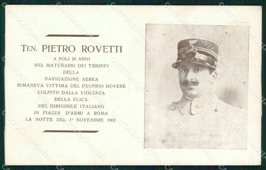 Aviazione Dirigibile Roma Ten. Rovetti Genio Novembre 1909 cartolina XF6993 – fronte