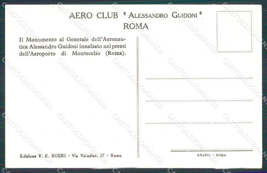 Roma Montecelio Aereo Club Alessandro Guidoni Fascismo cartolina XF7048 – retro