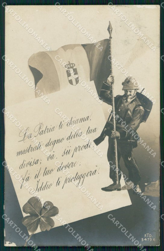 Militari Soldato Tricolore Foto ABRASA cartolina XF7062 – fronte