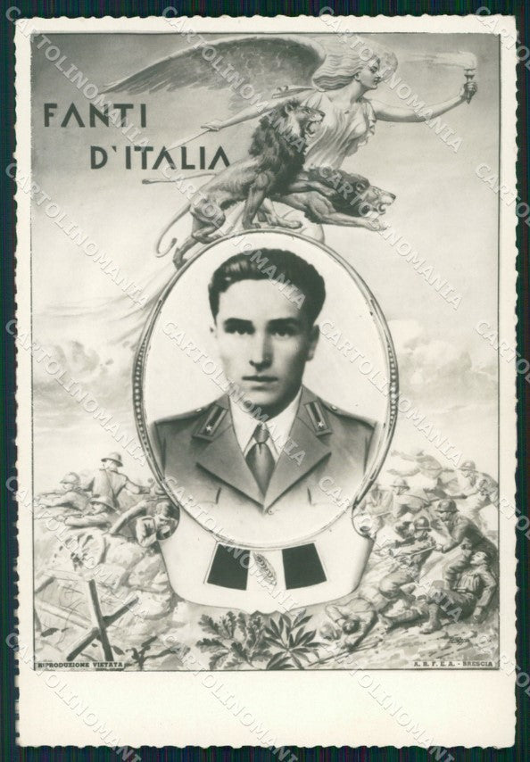 Militari WW2 WWII Soldato Uniforme Fanti d'Italia Foto cartolina XF7124 – fronte
