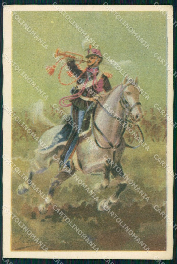 Militari Cavalleggeri del Monferrato Trombettiere FG cartolina XF7135 – fronte