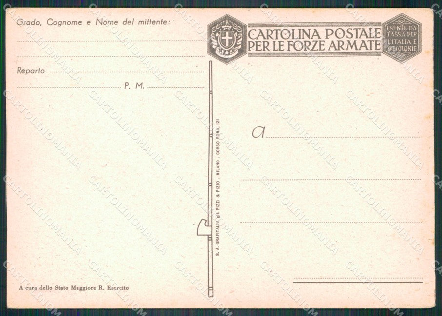 Militari WW2 WWII Franchigia Esercito FG cartolina XF7191 – retro
