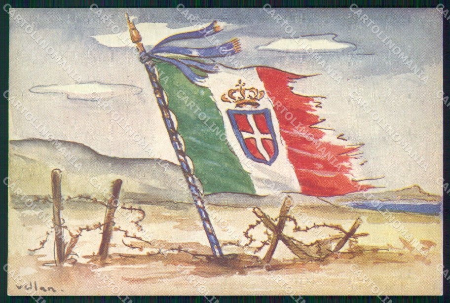 Militari Propaganda WW1 WWI Tricolore Bandiera Vellan FG cartolina XF7211 – fronte