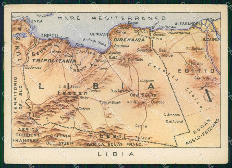 Militari Propaganda Franchigia Libia Mappa STRAPPINO FG cartolina XF7212 – fronte