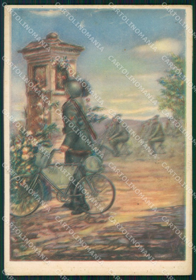 Militari Bersaglieri Ciclisti L'offerta Ferrero Duval FG cartolina XF7221 – fronte