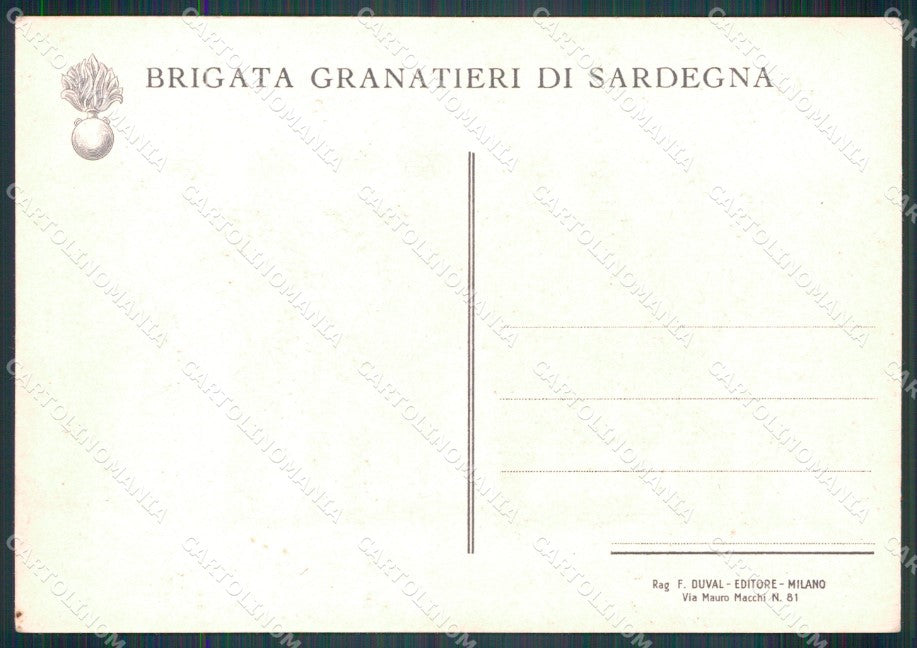 Militari Brigata Granatieri di Sardegna Duval 1937 FG cartolina XF7228 – retro