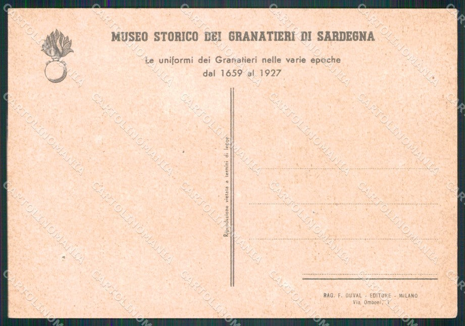 Militari Museo Storico Granatieri di Sardegna Uniformi Duval FG cartolina XF7229 – retro