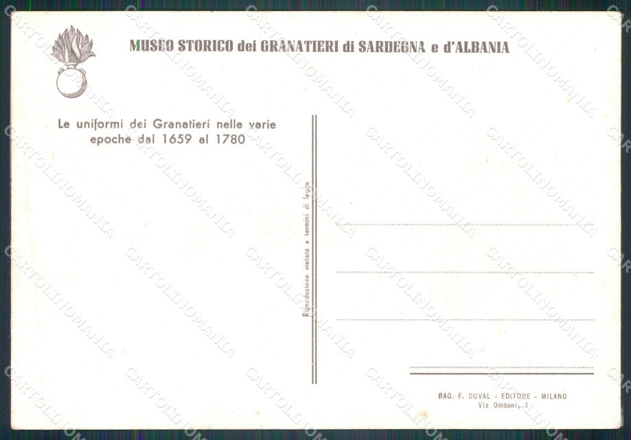 Militari Granatieri Sardegna Albania Uniformi Duval FG cartolina XF7237 – retro