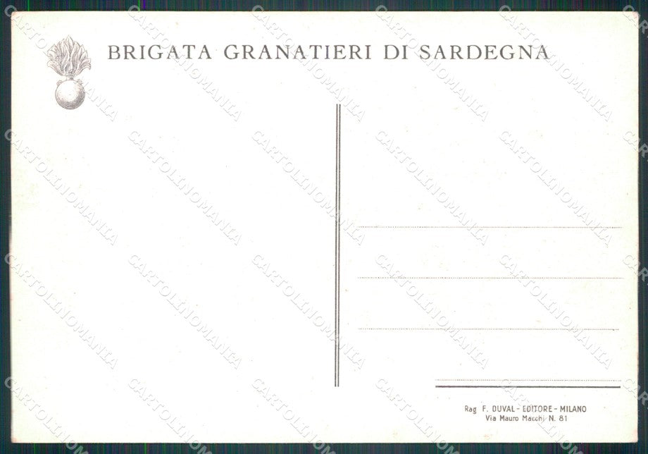 Militari Brigata Granatieri Uniformi Duval FG cartolina XF7239 – retro