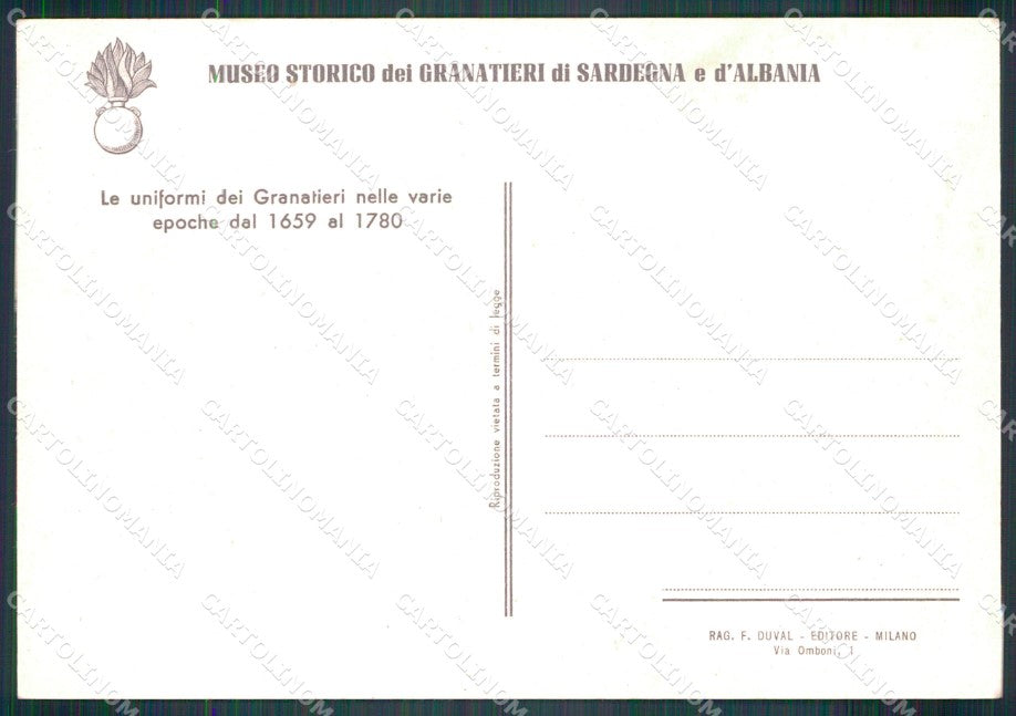 Militari Granatieri Sardegna Albania Uniformi Duval FG cartolina XF7242 – retro