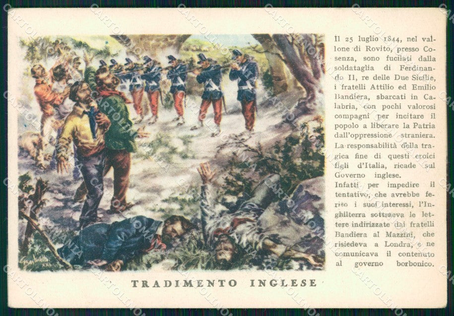 WWII Propaganda Tradimento Inglese F.lli Bandiera PIEGHINA FG cartolina XF7252 – fronte